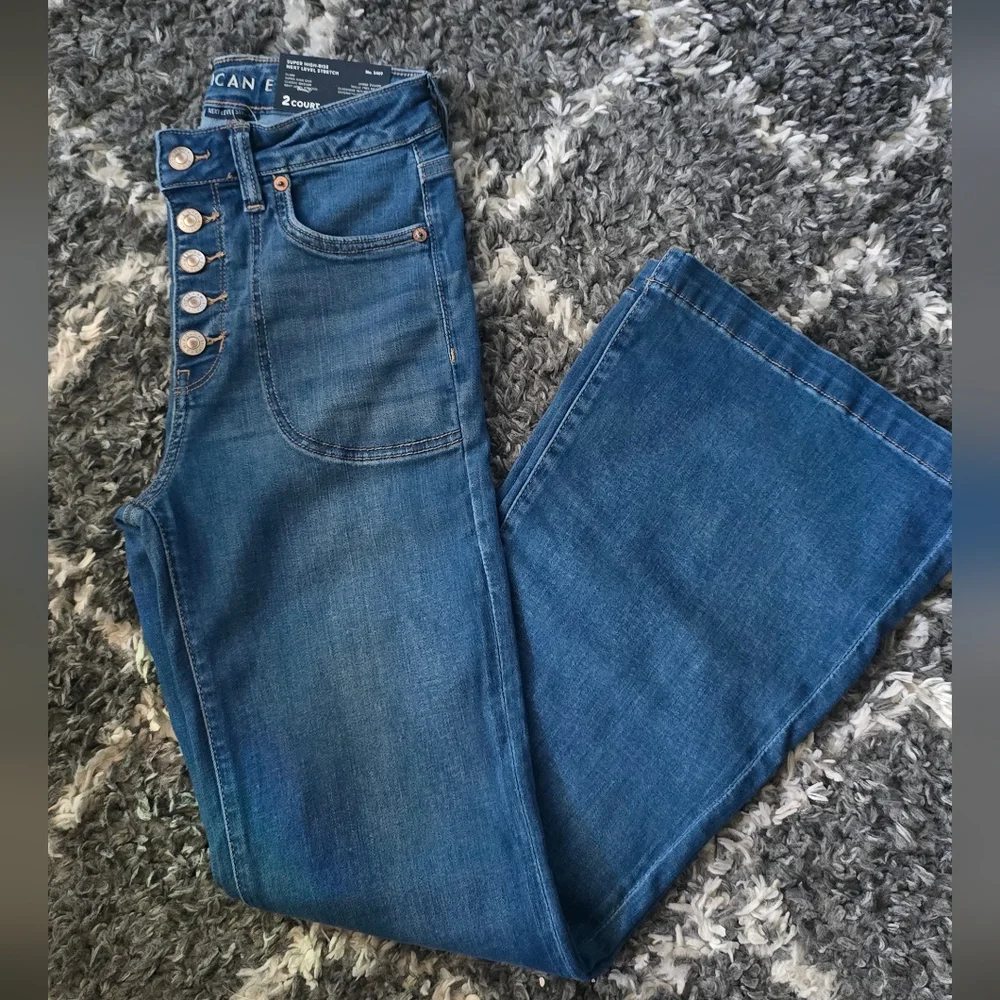 American Eagle Outfitters Blue Flare Jeans - Picture 1 of 5
